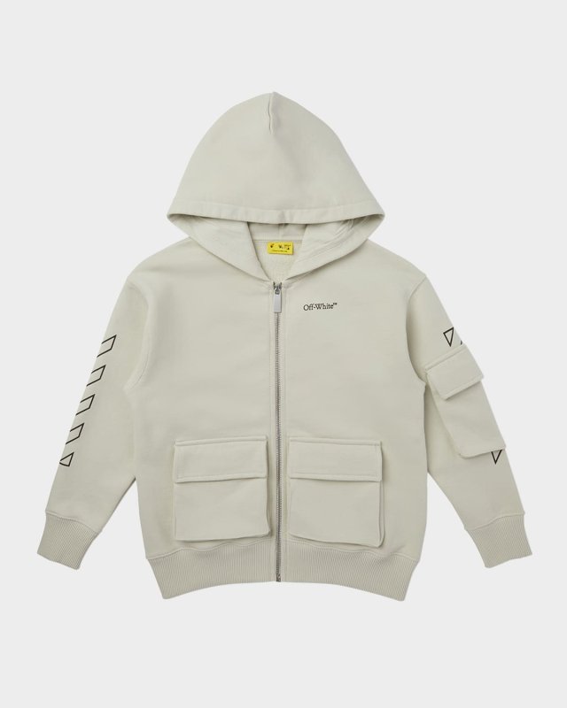 Boy's Bookish Diagonal Zip-Front Hoodie, Size 4-12